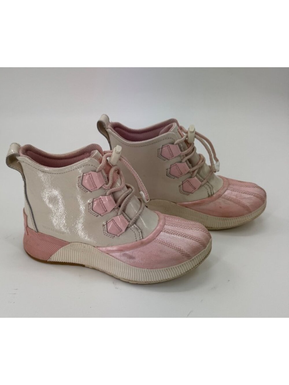 Sorel Youth Out N About Waterproof Duck Boots Size 4 Chalk/ Pink